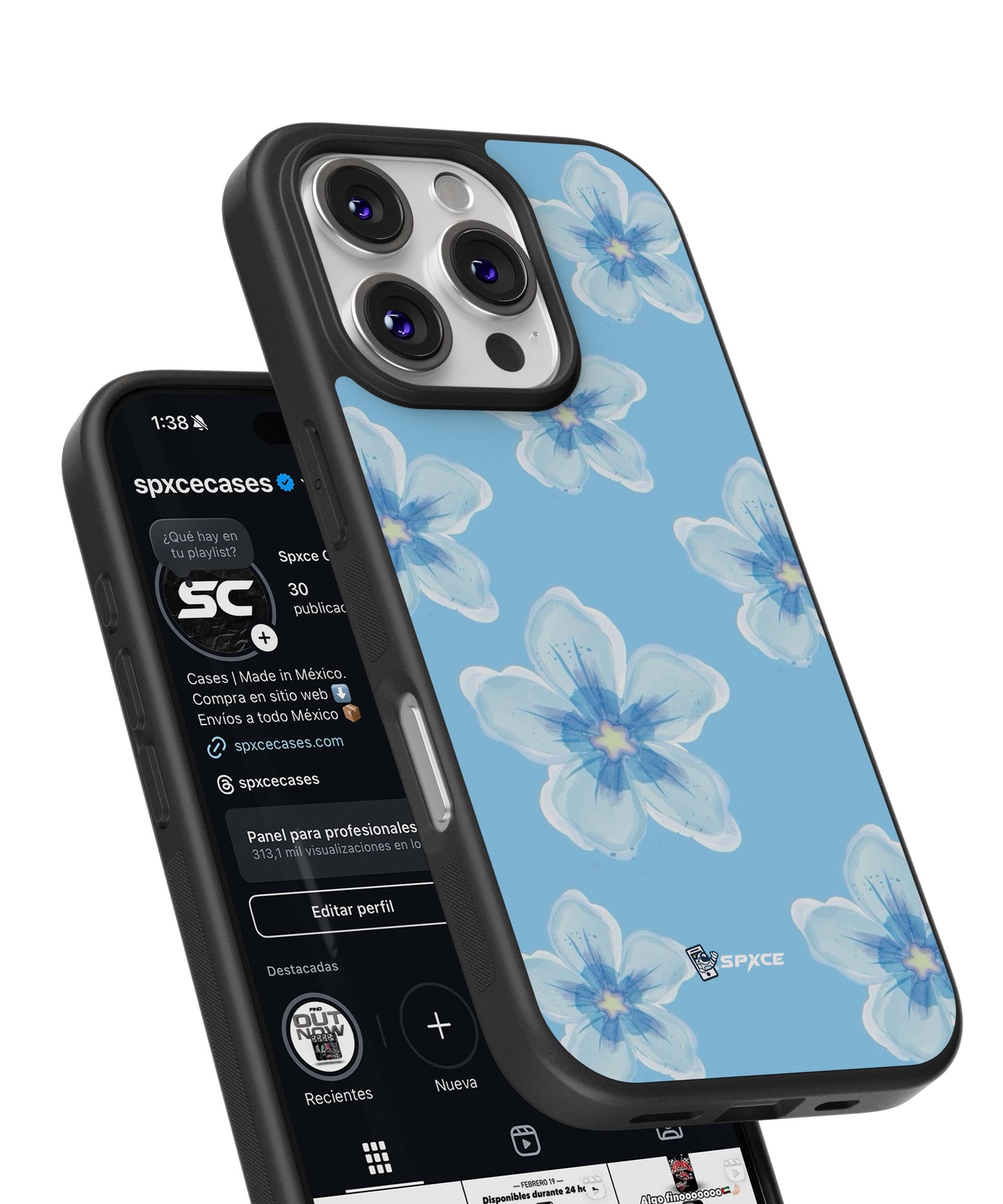 Funda Case Blue Flowers Pressed