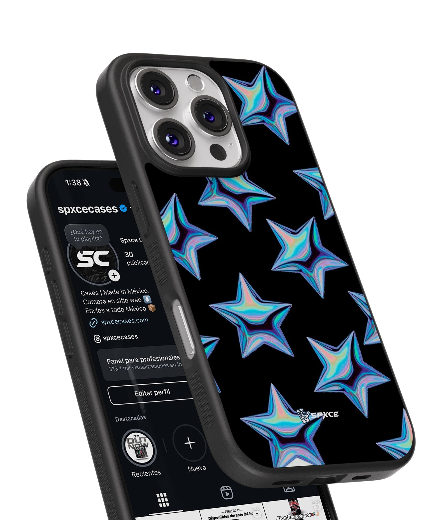 Funda Case Chrome Blue Stars
