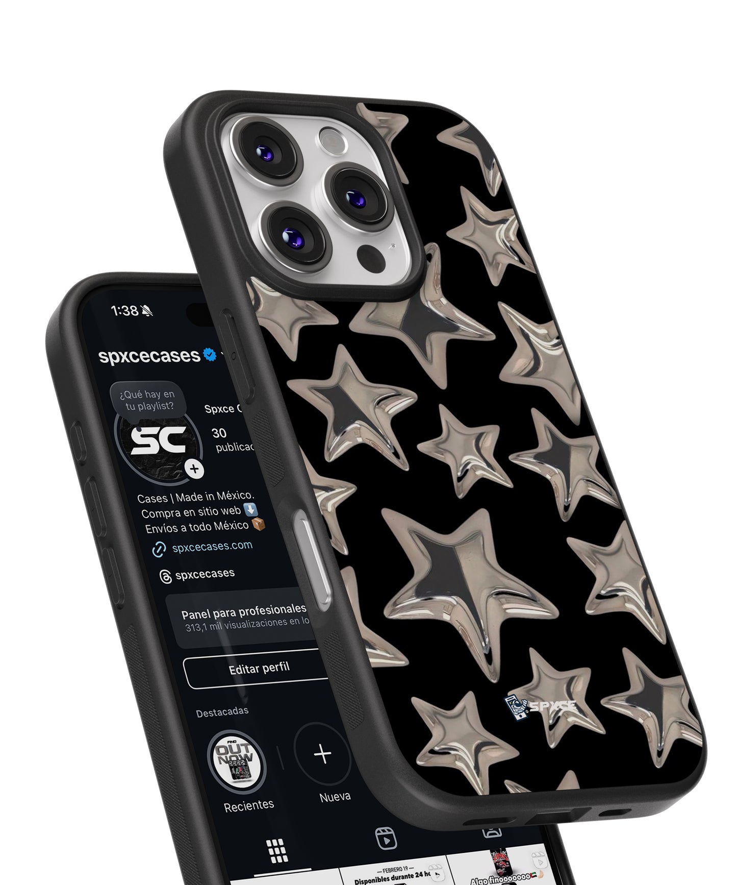 Funda Case Stars Chrome Black