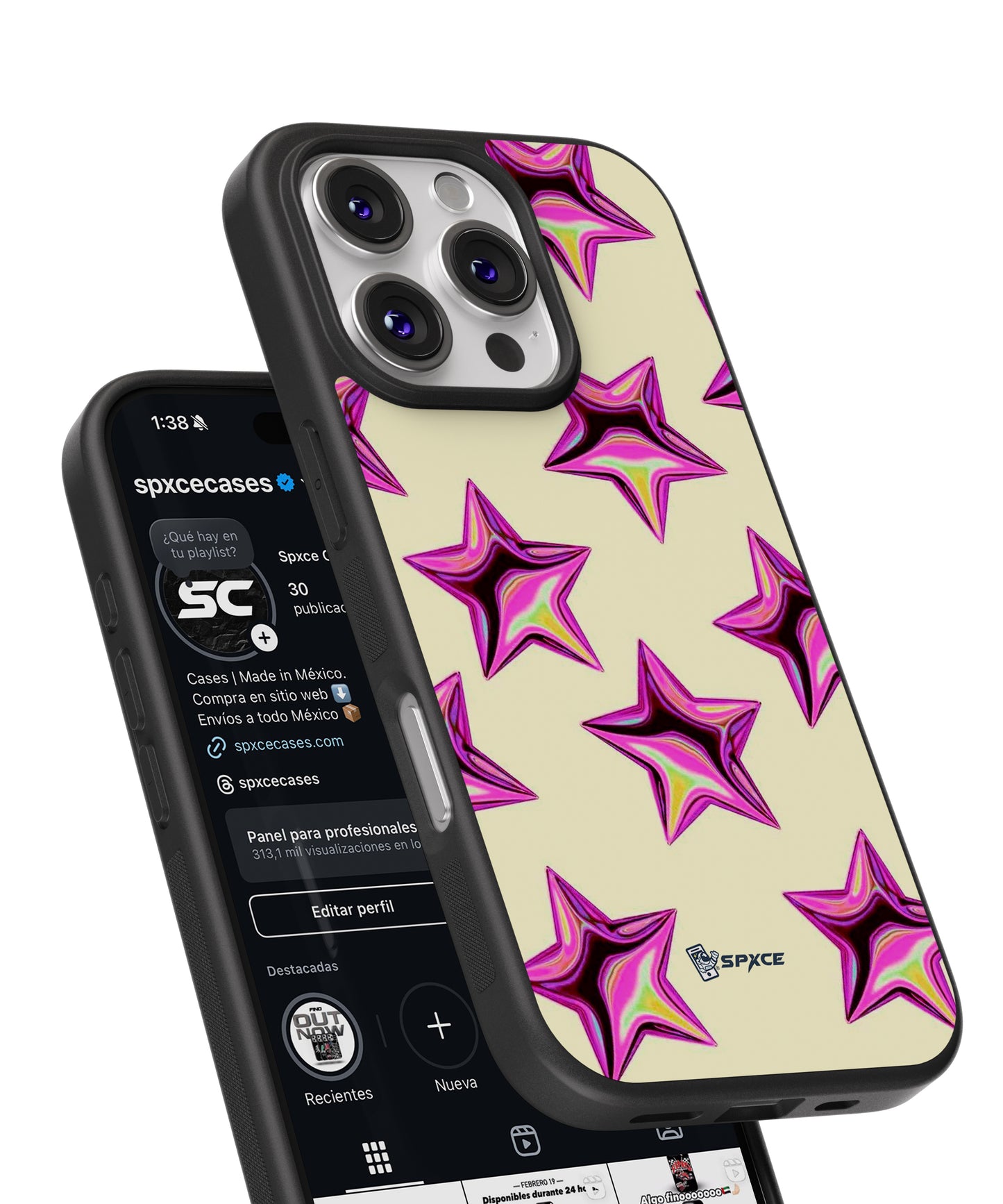 Funda Case Globe Stars Chrome Pink