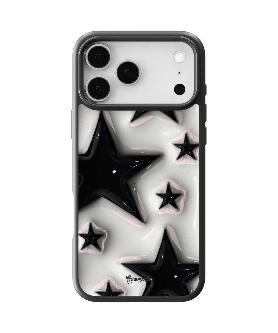 Funda Case Estrellas 3d Negro y Blanco
